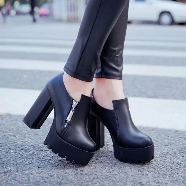 Botines De Tacon Grueso Altos Outlet, 58% OFF | www.autoescolaurgell.com