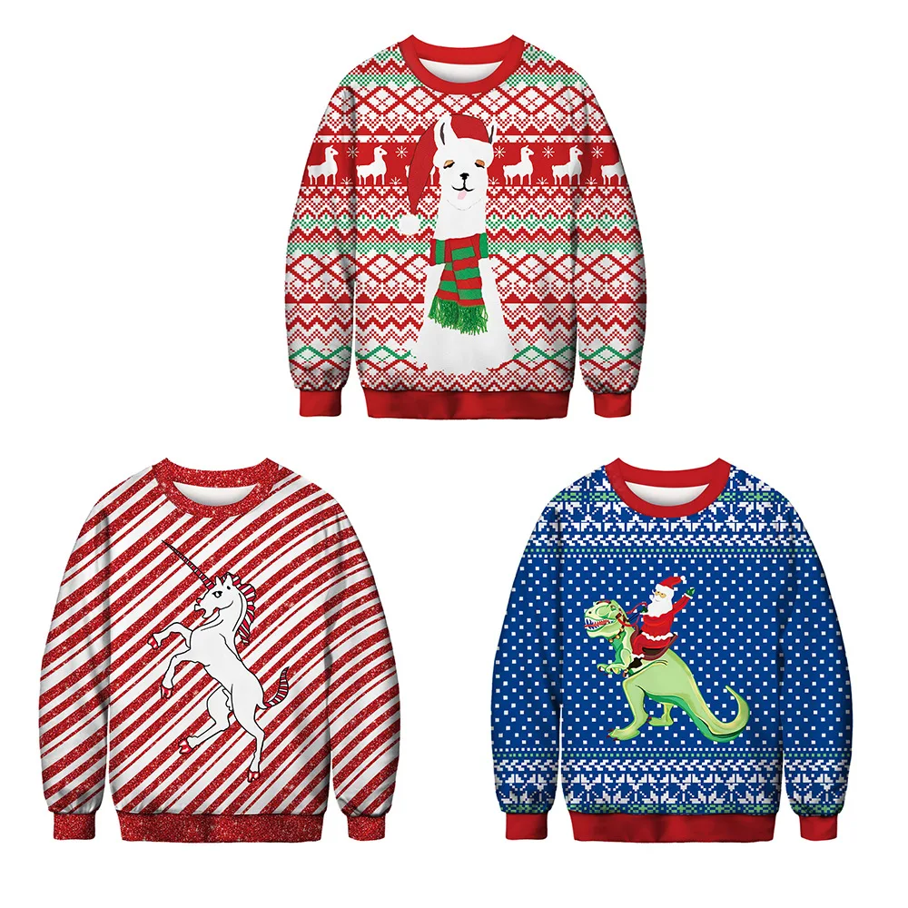 

Kaguser 2019 New fashion Christmas Womens Men Clothing Kpop Hoodies llama Unicorn Dinosaur Santa Claus fun Cartoon sweatshirt