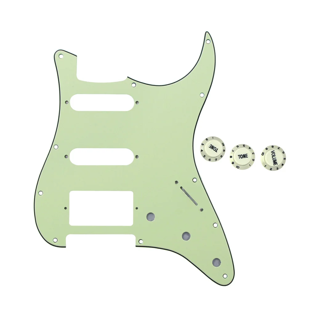 

3Ply Mint Green Guitar Pickguard SSH Style Pickguard 2T1V Knobs for Strat Guitar