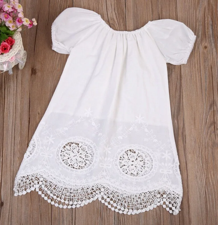 

2019 Cute Toddler Kid Baby Girl Short Sleeve Cotton White Summer Dress Casual Cotton Girl Dresses Clothes Girl Elegant Robe