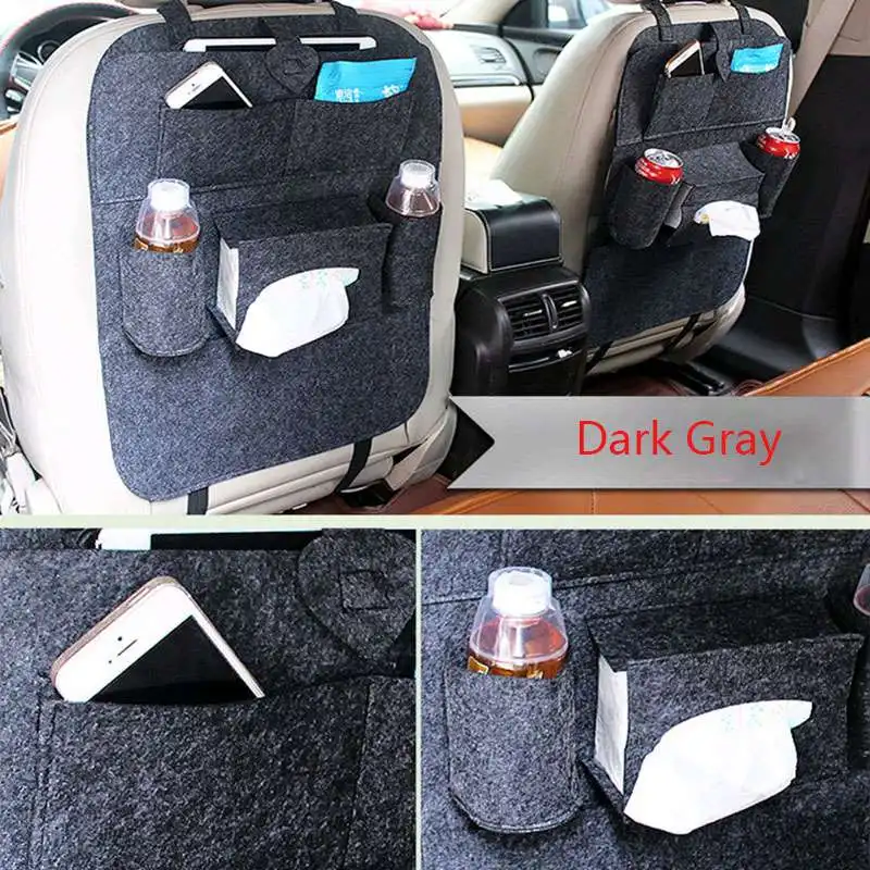 Подвесная сумка-Органайзер на заднее сиденье автомобиля Универсальная автомобильная многокарманная Подставка для хранения чашек держатель для заднего сиденья автомобиля аксессуары для автомобиля A - Цвет: Dark Gray 40x50cm