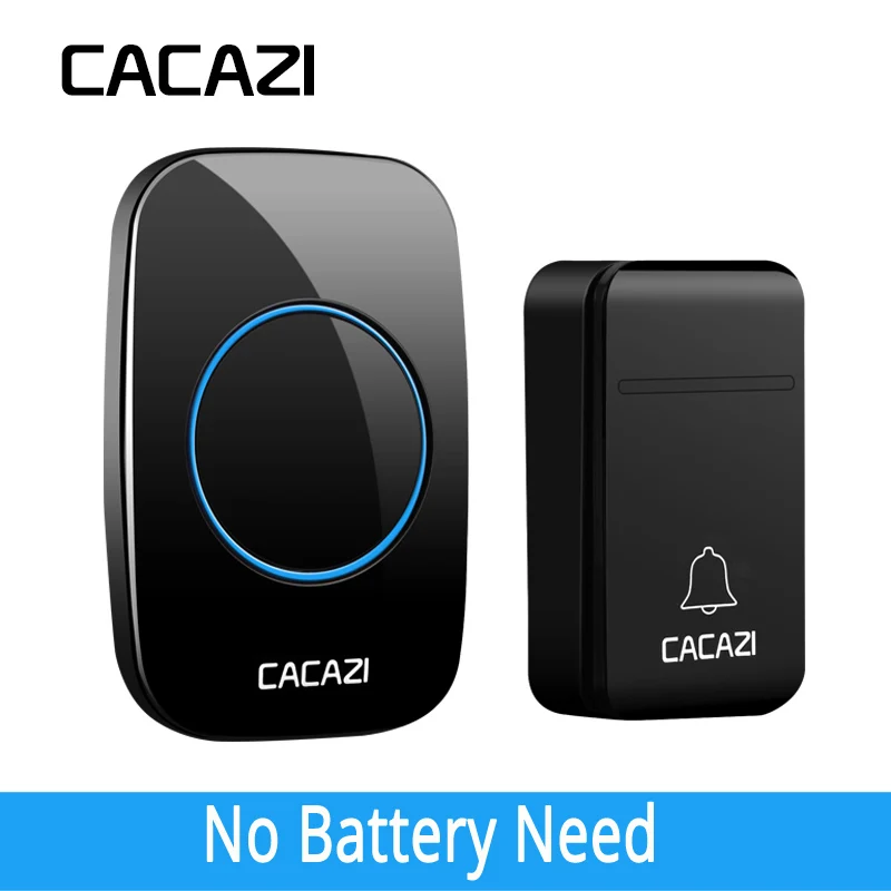 

CACAZI Self-Powered No Battery Wireless Doorbell Waterproof Smart 200M Remote LED Home Calling Bell 38 Rings 3 Volume EU Plug