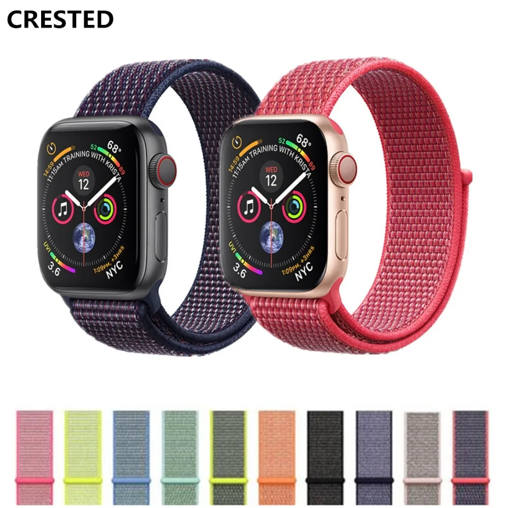 Sport Loop strap For Apple Watch band 4 3 42mm 44mm Woven Nylon correa iwatch series 4/3/2/1 40mm 38mm wrist bracelet belt