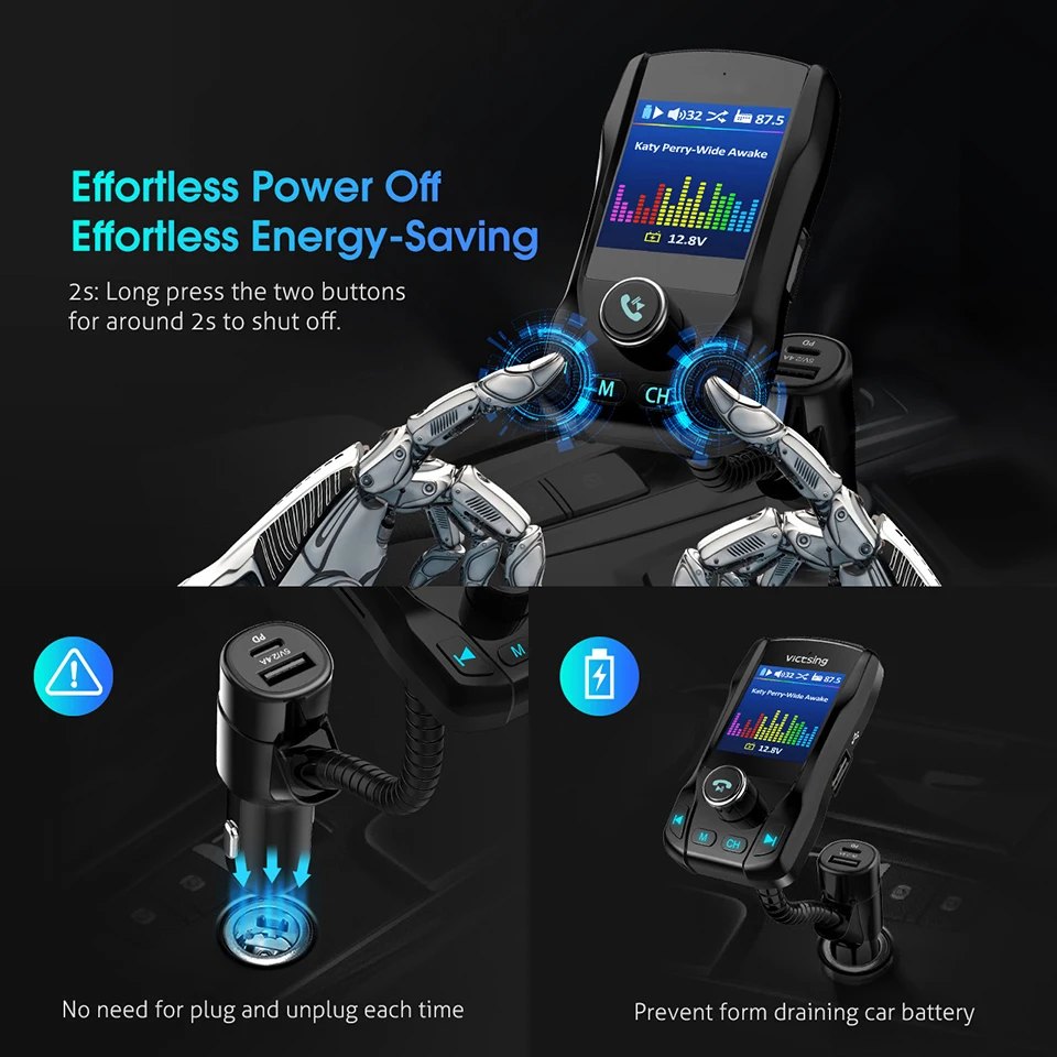Mpow BH345 Bluetooth Transmitter Wireless Radio Adapter Handsfree Calling Car Kit (5)