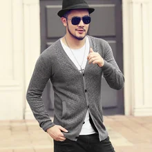 Для мужчин; трикотаж Slim Fit Повседневное Ретро с длинным рукавом вязаный кардиган Для мужчин полые текстура зима Европейский Стиль шерстяной трикотаж J769
