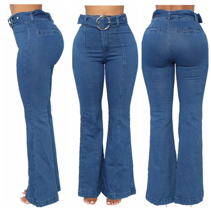 High Waist Flare Jeans Pant Jeans Acampanados Mujer Elastic Jeans Pants ...