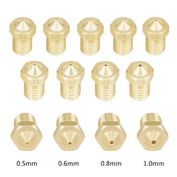 

3D Printer Accessories V5 V6 M6 threaded Nozzle 0.2 0.25 0.3 0.35 0.4 0.5 0.6 0.8 1.0mm for 1.75mm filamnet Full Metal E3D