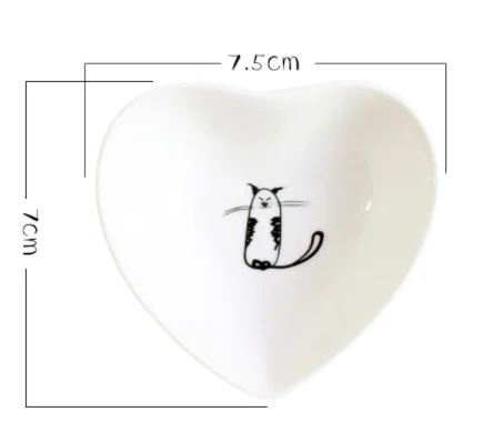 Милые 6 шт. кошка Мини Размер керамика соевое блюдо Любовь Сердце маленькая тарелка пигменты соус, уксус варенья блюдо кухня посуда новинка подарок