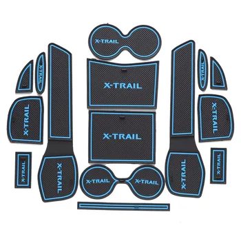 

FOR Nissan X-Trail 2013 2014 2015 Door Mat Cup Mats Silica gel Gate Slot Pad /Non-Slip X-Trail Interior Door Mat Cup Mats