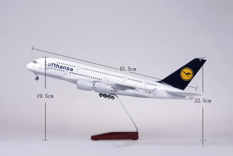 1/160 масштаб 50,5 см самолет Airbus A380 Lufthansa Airways модель W светильник и колесо литье под давлением пластиковая Смола самолет коллекция