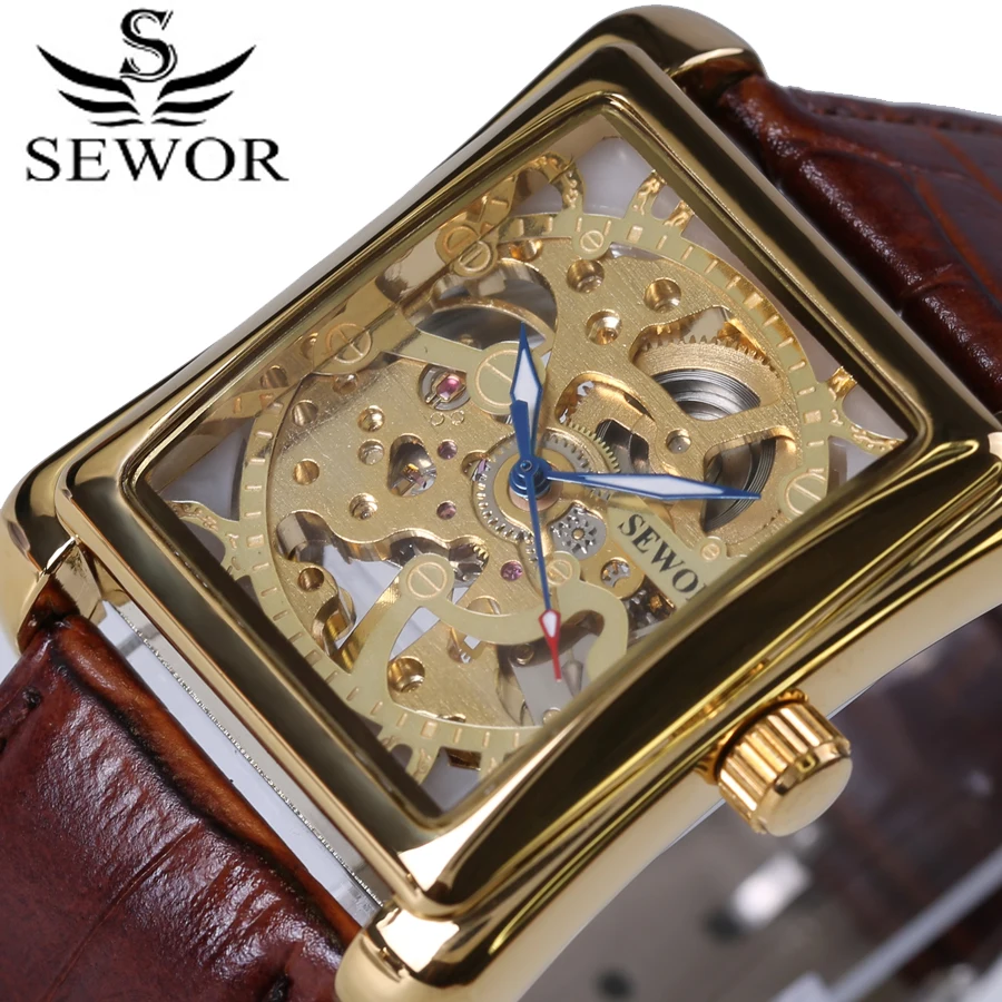 Sewor خمر سلسلة الرجال ووتش براون الجلود الذهب الطلب هيكل عظمي الميكانيكية ساعات الأعلى العلامة الفاخرة اليد relojes 2017 Sewor خمر سلسلة الرجال ووتش براون الجلود الذهب الطلب هيكل عظمي الميكانيكية ساعات الأعلى العلامة الفاخرة اليد relojes 2017