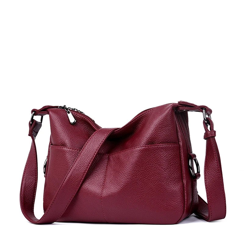 

Winter Style Double Pocket Leather Luxury Handbags Women Bags Designer Handbags Shoulder Bags For Women 2018 SAC A MAIN Femme