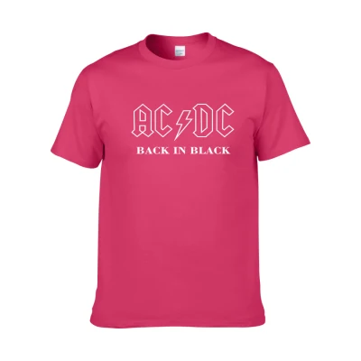 Новинка, Camisetas AC/DC band rock, Мужская футболка с графическим принтом acdc, Повседневная футболка с круглым вырезом, хип-хоп, короткий рукав, хлопковый топ - Цвет: fuchsia