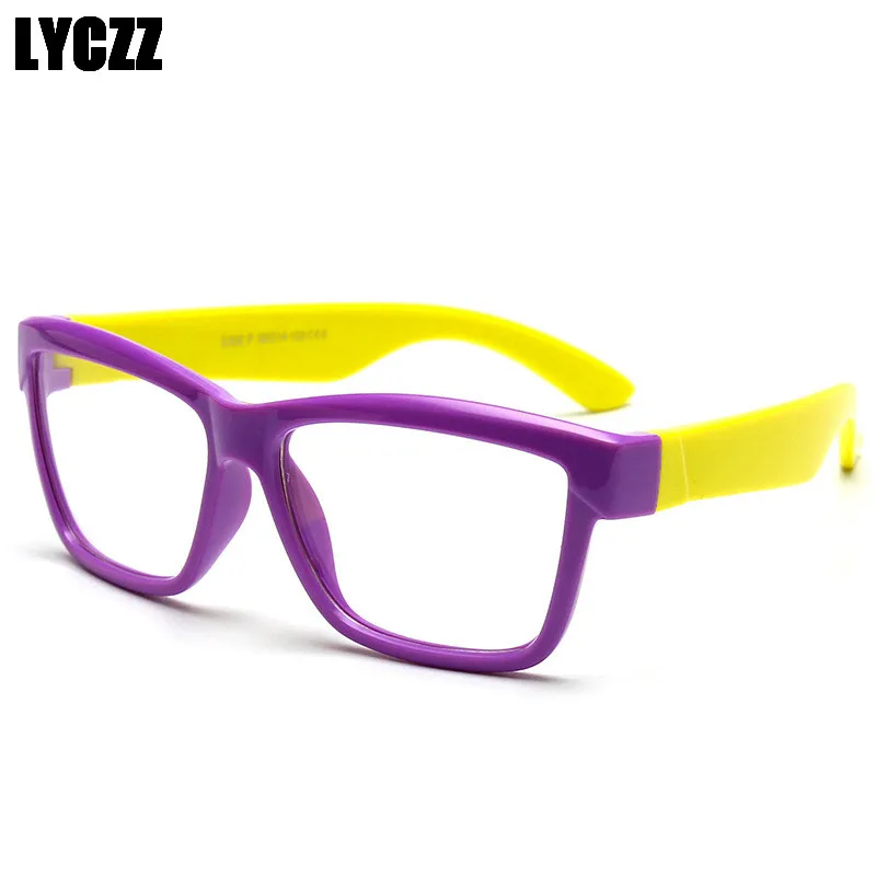 LYCZZ мода дети силикона ясно очки оправа для детских очков оправа для корригирующих очков для мальчиков и девочек очки с гибкой оправой