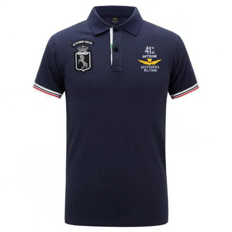 

New Men's Summer Pure Cotton Flipped Polo Shirt Air Force One Short Sleeve Men's Korean Sports T--shirt