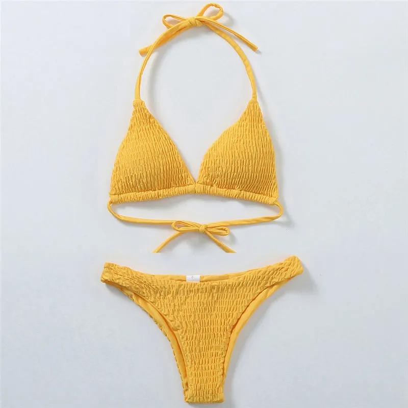Triangle pleated bikini set 03