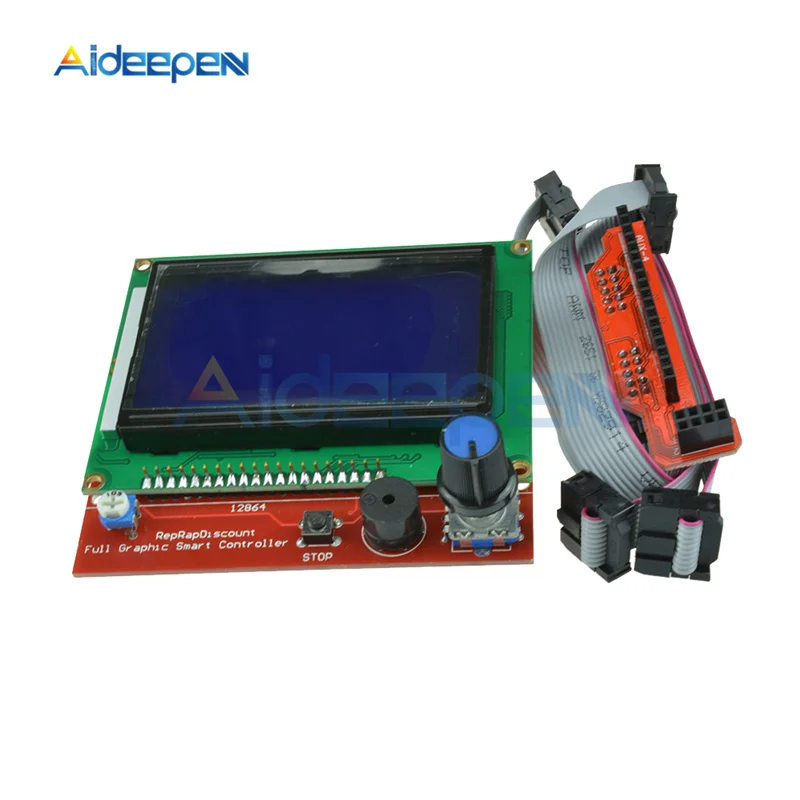 12864 LCD 3D طابعة عرض 1.4 الكريستال السائل جهاز تحكم ذكي مع ربط كابل محول للطابعات ناسخات الفاكس آلات