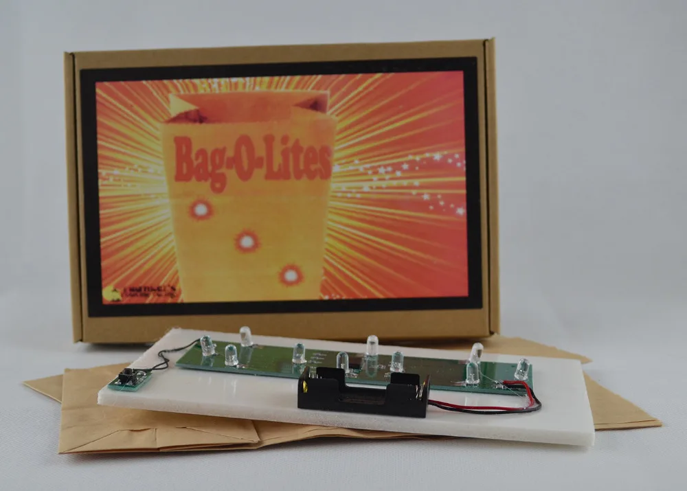 Bag O Lites (Red light,with Finger Light) Magic Tricks Paper Bag