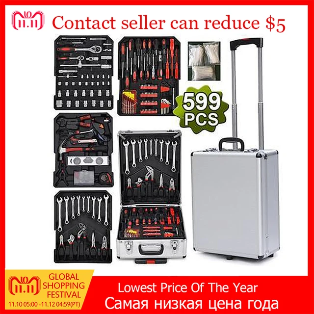 Best Price 599pcs Tool Set Case Mechanics Kit Box Organize Castors Toolbox Trolley Tool Box Large Storage For Tools Components Best Price 599pcs Tool Set Case Mechanics Kit Box Organize Castors Toolbox Trolley Tool Box Large Storage For Tools Components