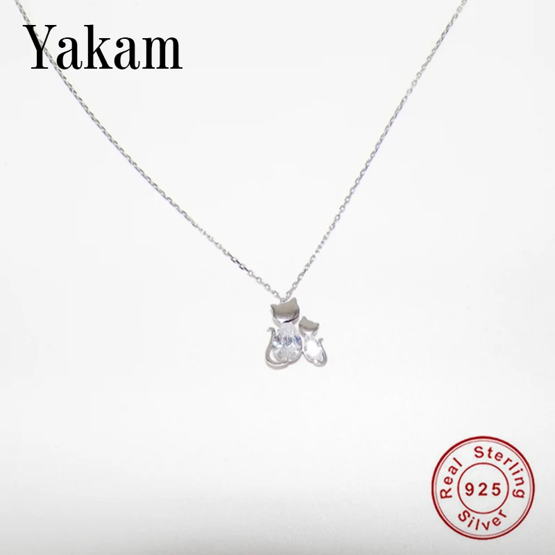 

Reiki couple cat cute lovely sweet 925 sterling silver chakra necklace fox charm clear crystal pendants making jewelry pave 2019