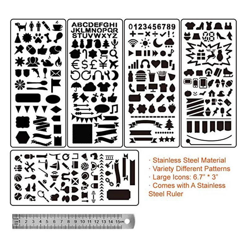 Xrhyy 1 Pcs Bullet Journal Stencil Set Painting Template Stencil Ruler For  Journaling Drawing Painting Card And Art Diy Craft - Stencils - AliExpress