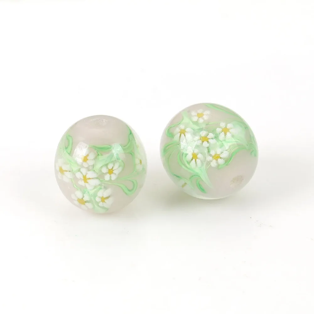

DoreenBeads Lampwork Glass Japanese Style Beads Round Flower Multicoolor About 16mm( 5/8") Dia, Hole: Approx 2.6mm, 1 Piece