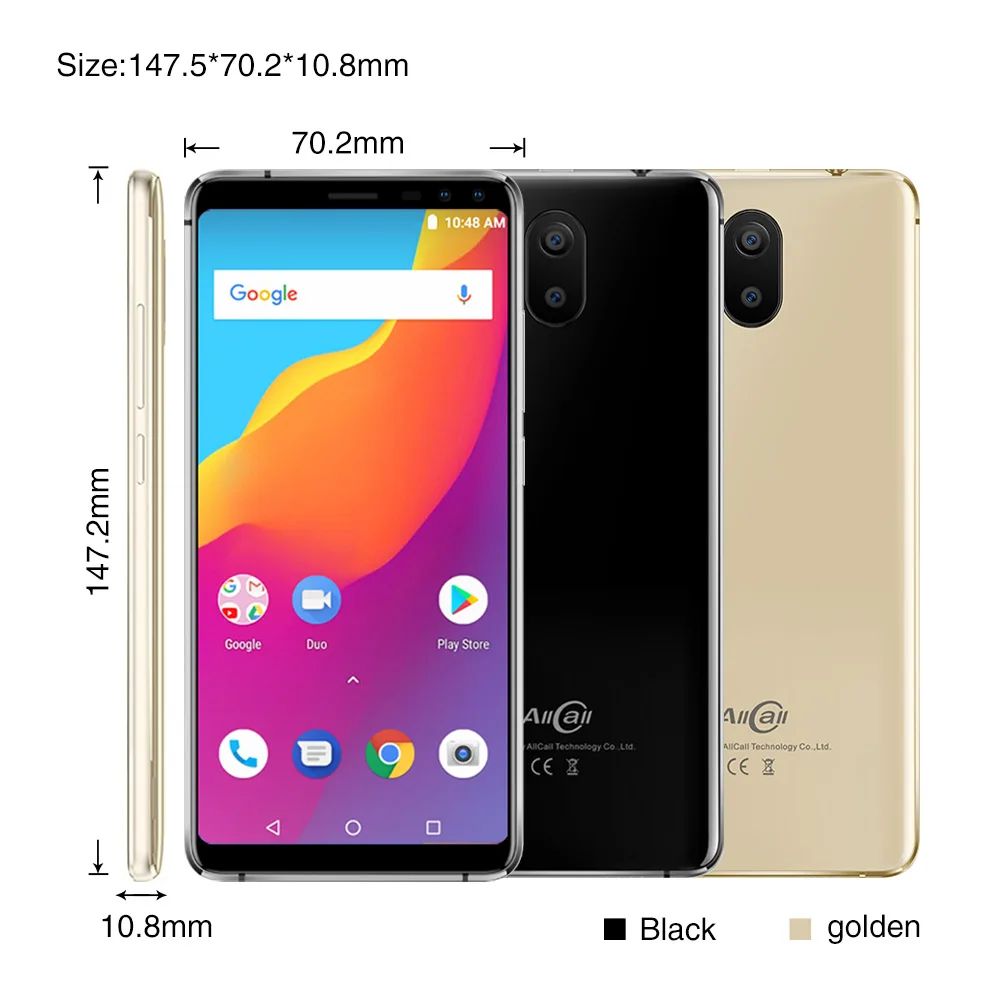  Allcall S1 5000mAh 3G Smartphone MTK6580 Quad Core 2GB 16GB Android 8.1 18:9 5.5 Inch 8MP+2MP Rear 