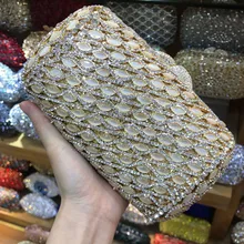 Женская сумка-клатч, Роскошная вечерняя сумка серебристого и золотистого цветов, украшенная кристаллами, женские вечерние сумочки, сумка через плечо