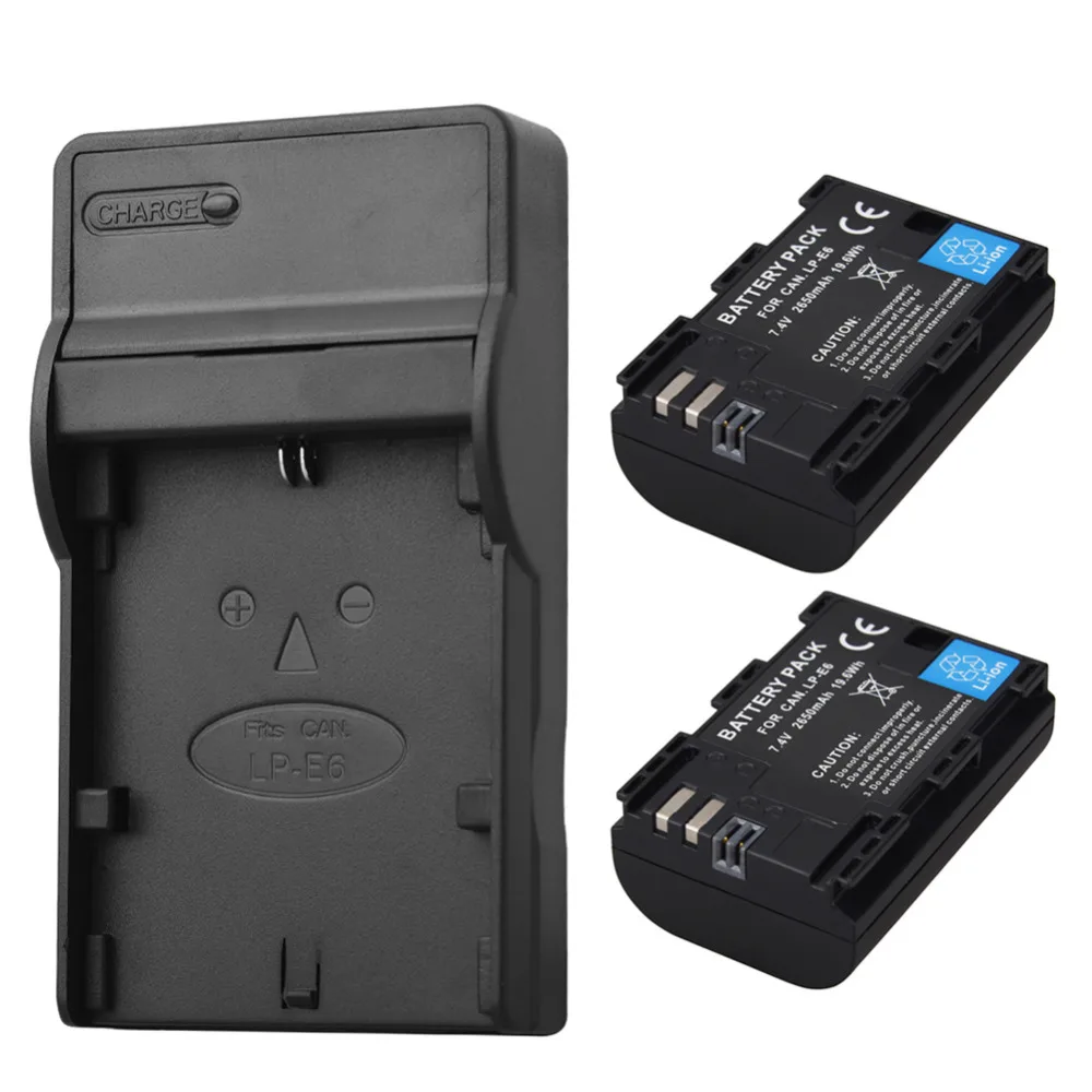 Buy 2 x 2650mAh LP E6 Li ion battery+charger For Canon