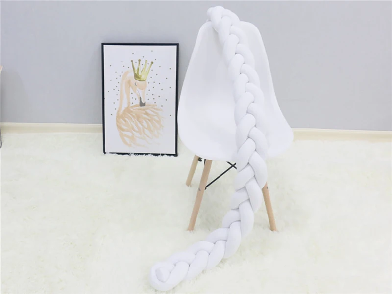 Long knotted braid pillow new nordic style woven long knot ball baby bed bumper newborns crib room decorative pillows kids stuff