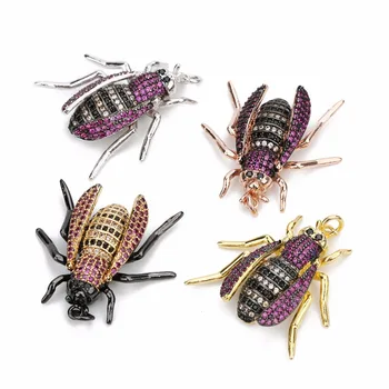 

LOULEUR 4 Colors Bee Micro Pave Zircon Copper Charms Pendant Connector Beads For DIY Necklace Bracelet Jewelry Findings