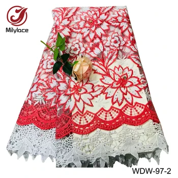 

Milylace embroidered tulle lace fabric with rhinestones high quality african lace fabric wholesale nigerian lace fabric WDW-97