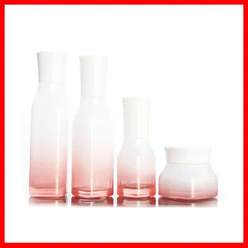 

40ml Glass Lotion/spray Pump Empty Bottle /50g Jar White Cap Gradient Red Cosmetic Packing Container 100pcs/lot
