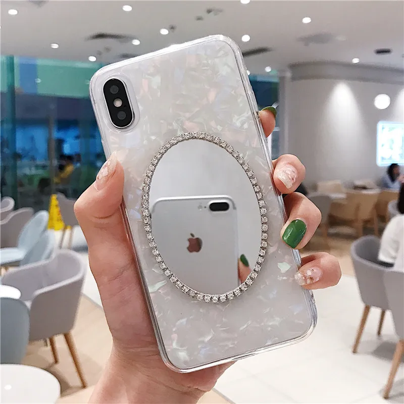 Блестящий зеркальный чехол LaMaDiaa для макияжа iPhone 11 12 pro max XS MAX XR 8 7 6 Plus с раковиной