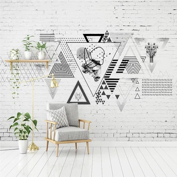 

Custom Photo Mural Nordic Modern 3D Geometric Square Brick Wall Murals Wallpaper For Kids Room Living Room Bedroom TV Background