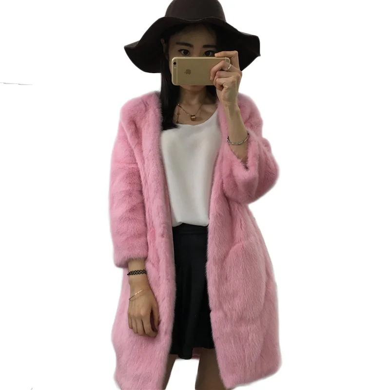 Full Pelt Real Mink Fur Coats for Women Long Sleeveless Winter Fur Coat Long Tailored Genuine