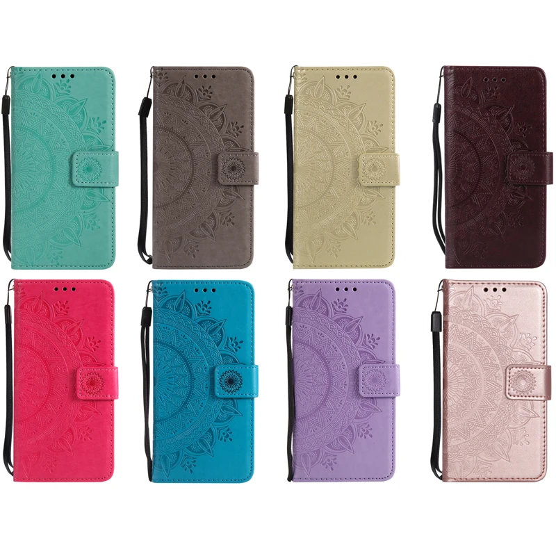 Leather Flip Wallet Totem Embossing Phone Soft Silicone Case Cover Shell Coque Funda for Huawei Y6 2018 Honor 7A 7C 8 9 9Lite 10 | Мобильные