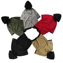 Street fashion Thin Short-sleeved Hoodies sweater Men’s Patchwork Solid color T-shirt Black Gray Khaki Red Army green