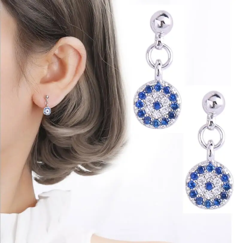 

Yiustar Women Rhinestone Earrings Blue Color Elegant Exquisite Circle Stud Earrings for Women Girls Tassel Style Fine Jewelry