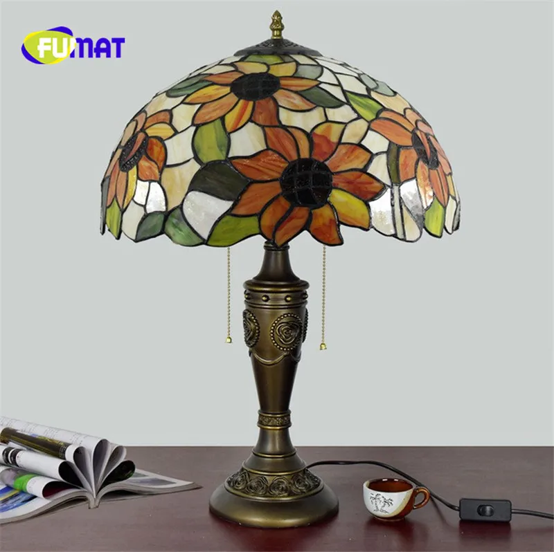12Sunflower Stained Glass Tiffany Table Lamp