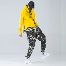 Large size camouflage overalls fashion trousers Europe and America men's casual cotton loose elastic comfortable overalls men