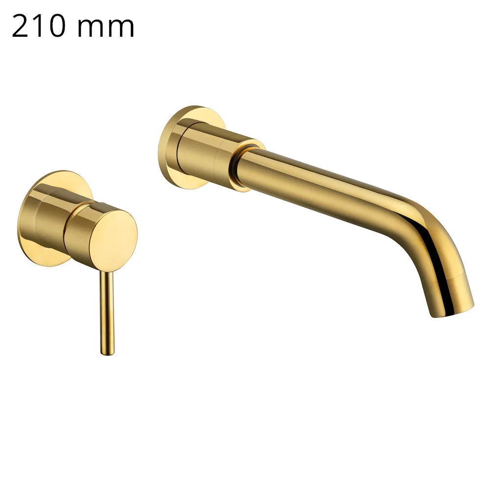 Wall Mounted Gunmetal Basin Faucet Single Handle Mixer Tap Hot Cold Bathroom Water Wholesale Bath Black White Rose Gold Faucet - Цвет: Polish Gold-210