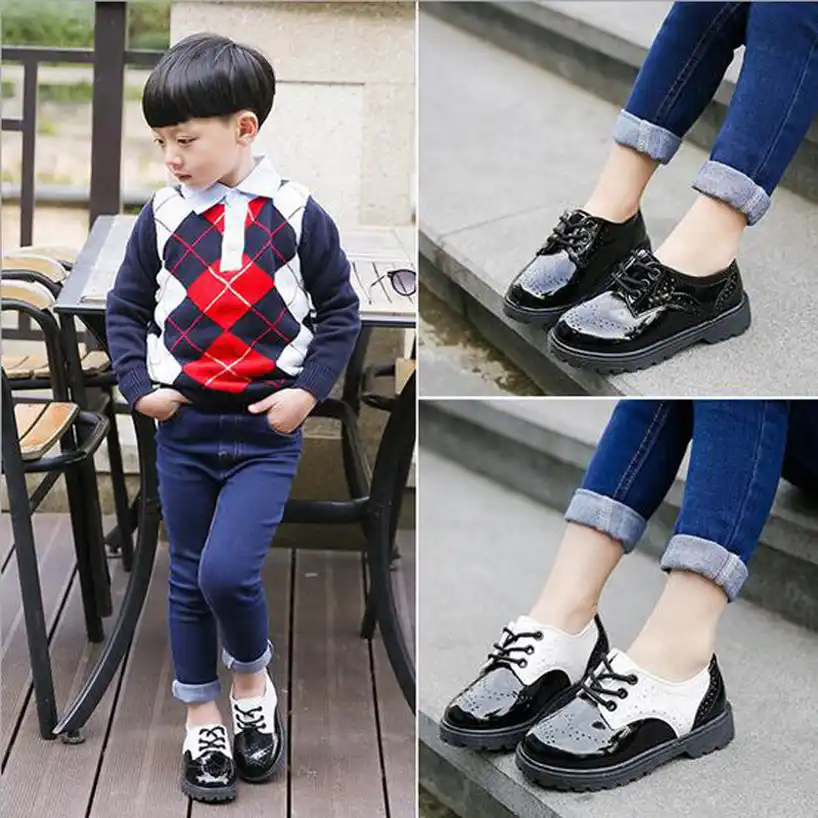 2016 New Boys Leather Shoes For Wedding England Styles Kids
