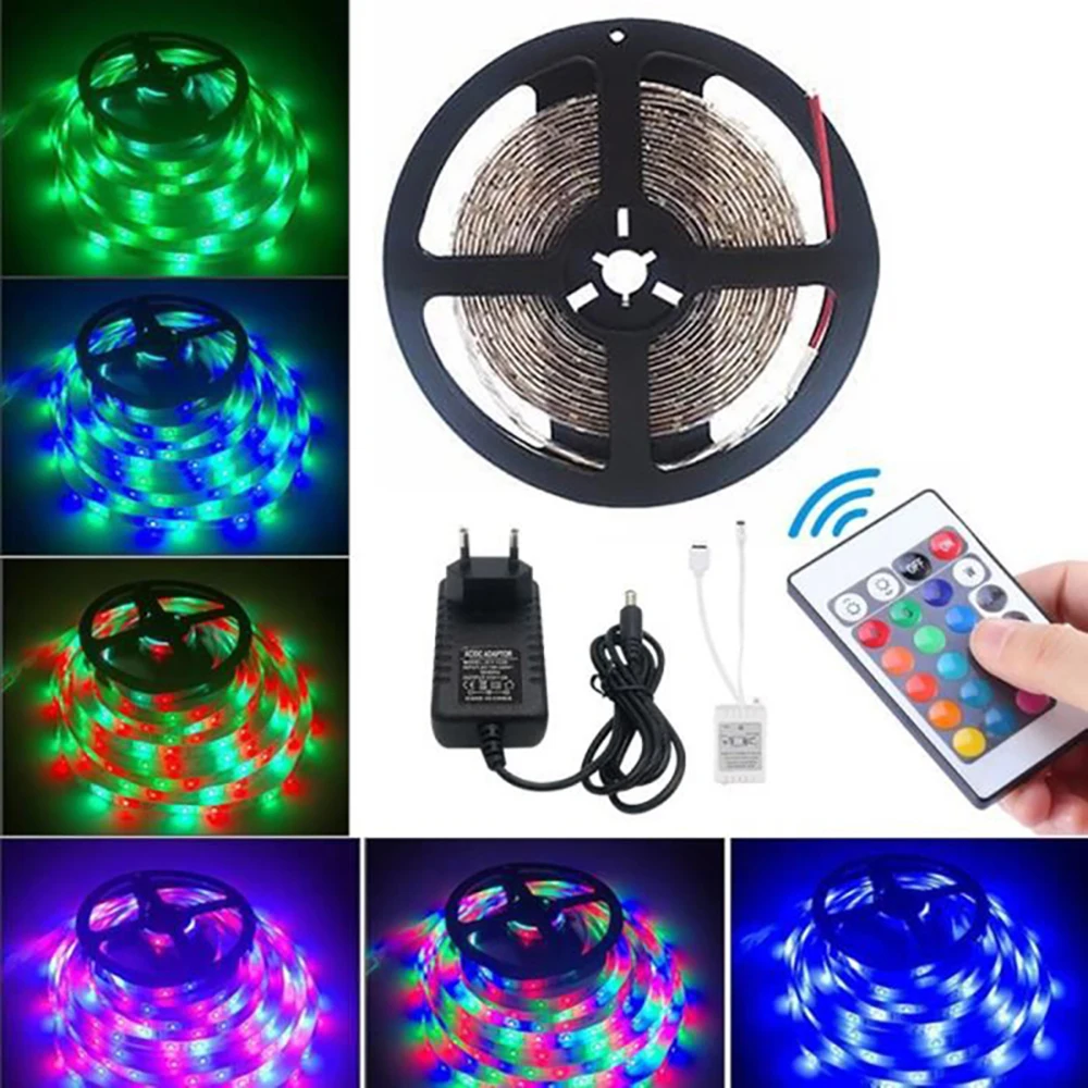 500 см Φ светильник RGB водонепроницаемая светодиодная лента 24 Key Remote Controller Strip Lamp TV