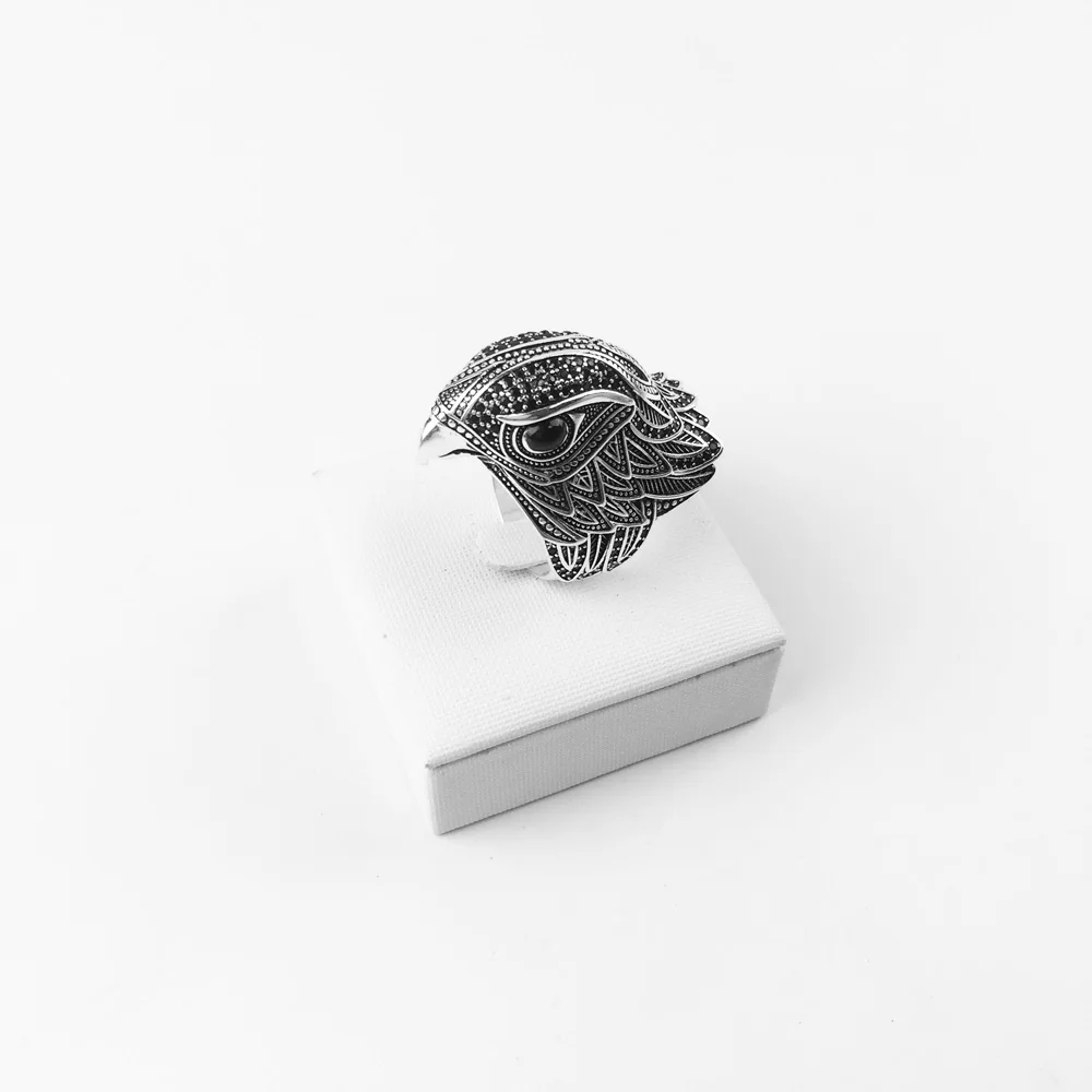 Большой орел коктейльные кольца черный кубический цирконий Томас стиль 925 пробы Серебряный креольский мода хорошее ювелирное изделие для женщин мужчин подарки