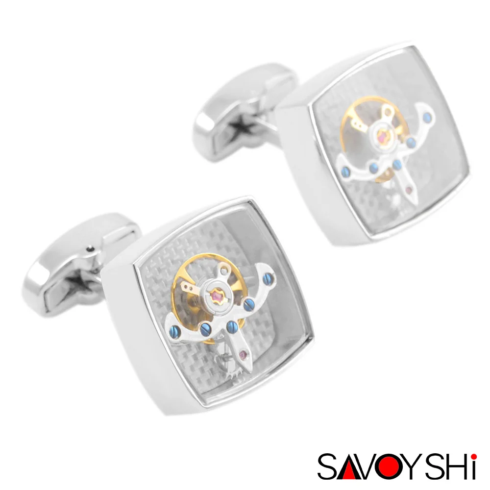 SAVOYSHI классические модные запонки с турбийоном для мужских рубашек манжетов