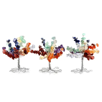 

Sunligoo 7 Chakras Tree Crystal Healing Tumbled Stones And Minerals Mini Money Tree Office Living Room Good Luck Decora Figurine