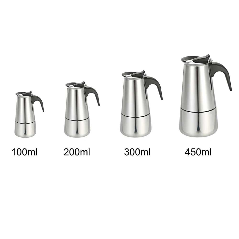 Homgeek 450/300/200/100 мл Нержавеющая сталь Эспрессо кофеварка Кофе Мока плита горшок