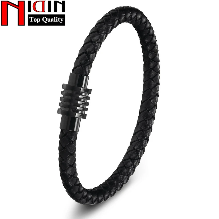 

2017 Cuff Leather Bracelet men Jewelry Stainless Steel Chain Female Genuine Leather Bracelet Men Male Braid Jewelry for women
