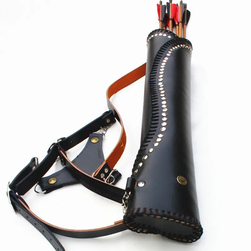 

3mm Genuine Cowhide Leather Archery Arrow Quiver for Shooting Hunting B Archery Quiver Compound Recurve Arrows Holder Case
